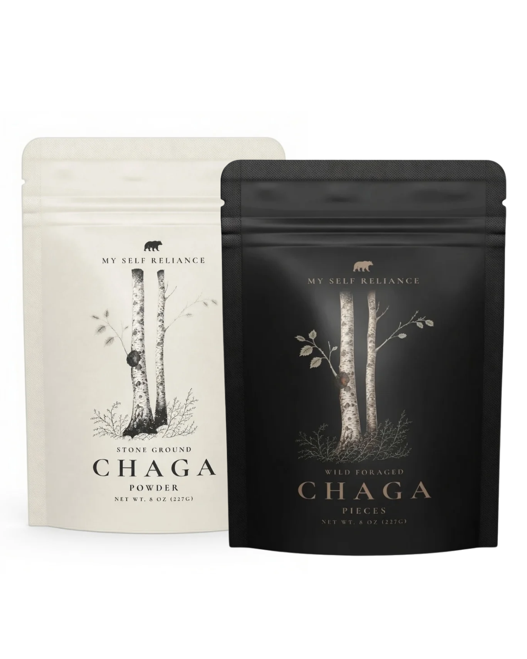 Chaga Starter Bundle - 1 Bag of Chaga Pieces + 1 Bag of Chaga Powder