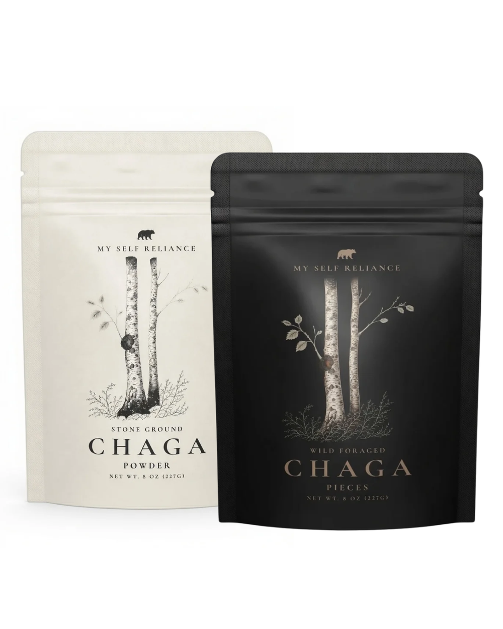 Chaga Starter Bundle - 1 Bag of Chaga Pieces + 1 Bag of Chaga Powder