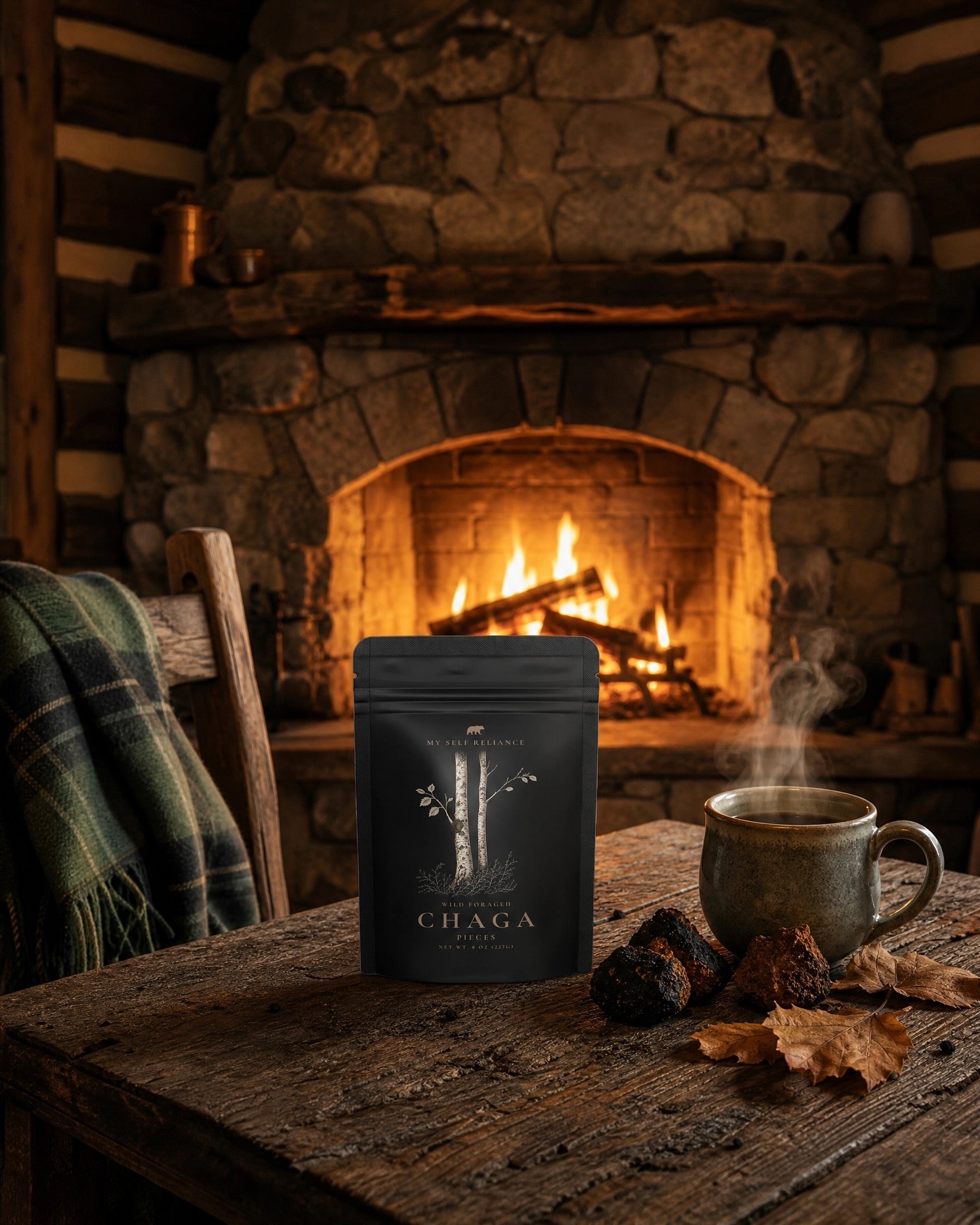 Chaga Pieces – Wild Harvested Canadian Chaga, 8 oz